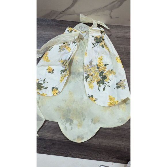 Vintage 1950s Floral Half Apron Yellow  Cotton Retro Kitchenware - Picture 6 of 8